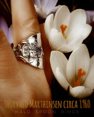 SPOON RING NORWEGIAN STERLING SILVER MARTHINSEN FANCY PATTERN THE PERFECT GIFT 3