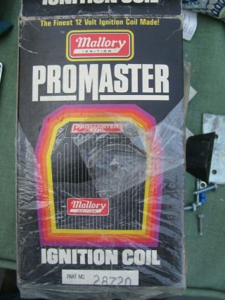 Nos Vintage Mallory Promaster 28720 12 Volt Ignition Coil Hot Rod Rat Rod Gasser