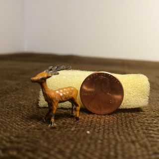 Tiny Antique Doll House Miniature Tiny Lead Deer 1:12 Toy Size Xmas