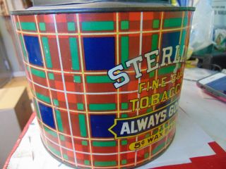 Vintage Sterling Fine Cut Tobacco Tin Can Advertising Bright Colors Store Bin 1 7