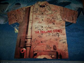 Vintage The Rolling Stones Beggars Banquet Dragonfly Button Dress Collar Shirt M