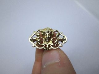 Vtg Art Nouveau Lady 14k Yellow Gold Chatelaine Watch Locket Pin Hanger Brooch