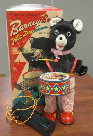 Vintage Alps Rock Valley Remote Control Barney Bear The Drummer Boy Toy W/box