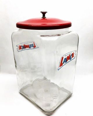 Vintage Lance Cracker Glass Jar - General Store Advertising Display - Large 13”