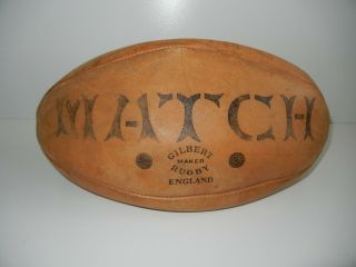 Vtg 50s 60s Gilbert England Brown Leather Match Rugby Ball Display Only Football