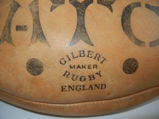 Vtg 50s 60s GILBERT ENGLAND Brown Leather MATCH RUGBY BALL Display Only Football 2