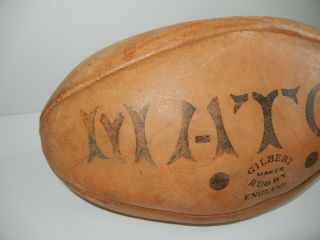 Vtg 50s 60s GILBERT ENGLAND Brown Leather MATCH RUGBY BALL Display Only Football 3