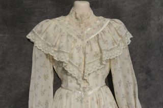 GUNNE SAX Vintage Edwardian Prairie Victorian Boho Dress Sz 9 Lace Satin Floral 2