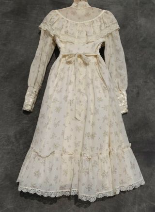 GUNNE SAX Vintage Edwardian Prairie Victorian Boho Dress Sz 9 Lace Satin Floral 6