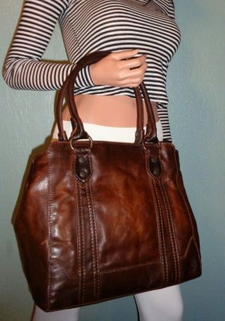Frye Db138 Melissa Tote,  Antique Pull Up Dark Brown Leather Nwt $398