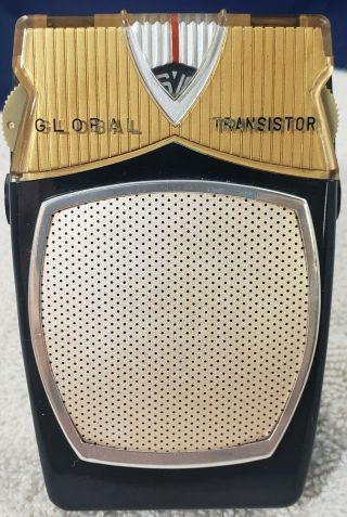 Vintage Global Am Transistor Radio Model Gr - 711 Leather Cover