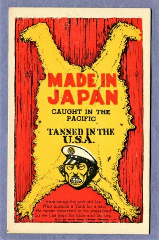 Old Us Postcard Patriotic Anti Japan World War 2 Ethnic Japanese Derogatory 1942