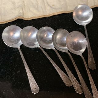 Antique BOWLE STERLING SILVER SPOONS Set Of 6 3