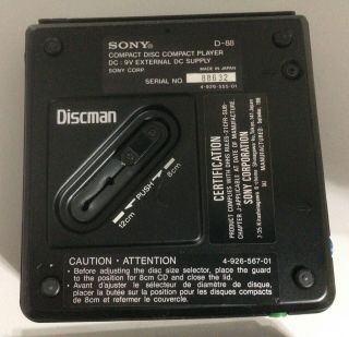 Vintage Sony Discman D - 88 As Found 5