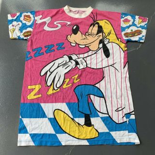 Vintage Goofy Disney Night Bed T Shirt Xl 80s 90s Vtg All Over Print