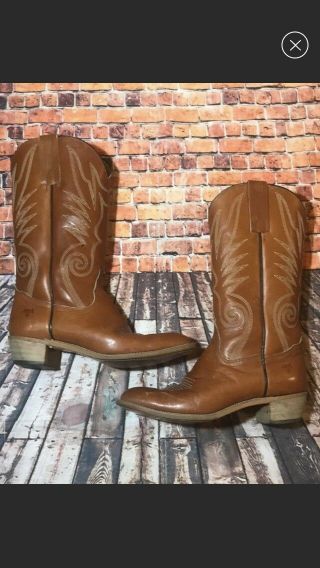 Vintage Usa Made Frye Western Cowboy Boots Boho Festival Fits Ladies 7.  5
