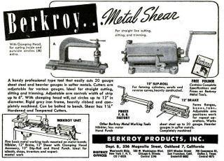Vintage Berkroy Sheet Metal Shear 1940 ' s Sheetmetal HVAC 6 