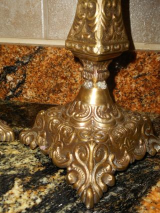 EXQUISITE Set 2 Vintage Ornate Rococo Style Brass Candle Holders 7 lbs 15 