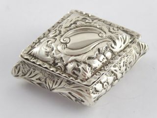 Antique Victorian Solid Sterling Silver Snuff Pill Box Deakin & Francis 1894