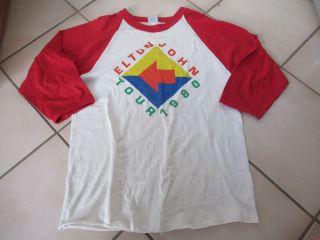 Vintage Elton John 1980 Baseball Medium Tour T Shirt