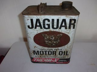 Rare Vintage Jaguar 100 Percent Pure Virgin Motor Oil 2 Us Gallons Motor Oil Can