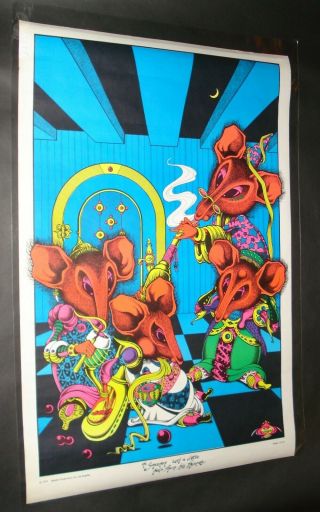 Vintage Beatles Blacklight Poster Petagno The Sorcerer Help Friends Mice Nos