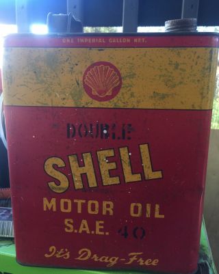 Vintage One Imperial Gallon Net.  Antique Double Shell Oil Tin Can.