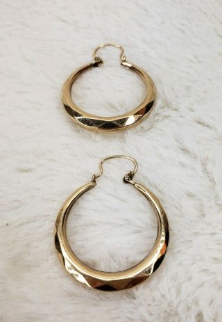 Vintage Solid 9ct Gold Hoop Loop Ladies Earrings 9k 375 2.  22g