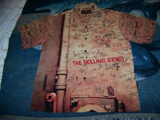 Vintage The Rolling Stones Beggars Banquet Dragonfly Button Dress Collar Shirt L