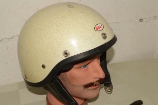1960s Vintage Bell Toptex Metallic Silver Flake/white Shorty Motorcycle Helmet