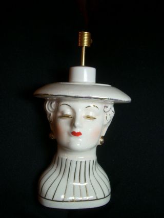 Rare Vintage Irice Lady Head Bust Ceramic Figurine Perfume Atomizer Sprayer