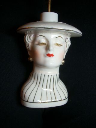 RARE Vintage IRICE Lady Head Bust Ceramic Figurine Perfume Atomizer Sprayer 2