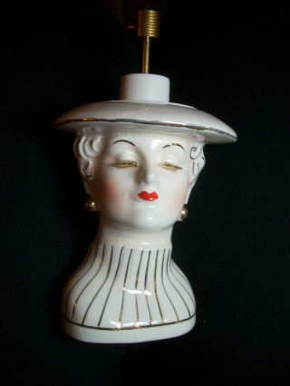 RARE Vintage IRICE Lady Head Bust Ceramic Figurine Perfume Atomizer Sprayer 3