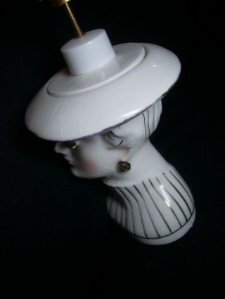 RARE Vintage IRICE Lady Head Bust Ceramic Figurine Perfume Atomizer Sprayer 4