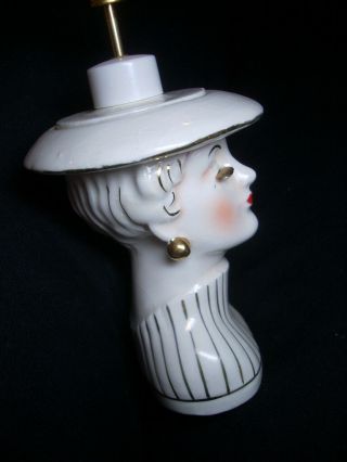 RARE Vintage IRICE Lady Head Bust Ceramic Figurine Perfume Atomizer Sprayer 5