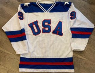 Vtg Neal Broten Usa Hockey Norcon Miracle On Ice Jersey L Nhl Olympics 1980