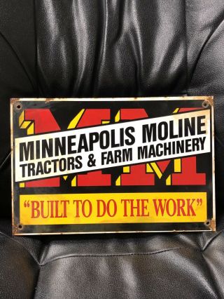 Vintage Minneapolis Moline Tractors & Farm Machinery Porcelain Sign