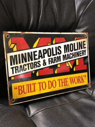 Vintage Minneapolis Moline Tractors & Farm Machinery Porcelain Sign 2