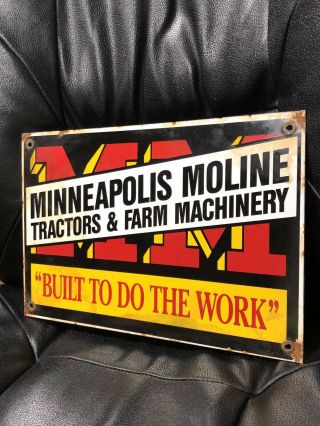Vintage Minneapolis Moline Tractors & Farm Machinery Porcelain Sign 3