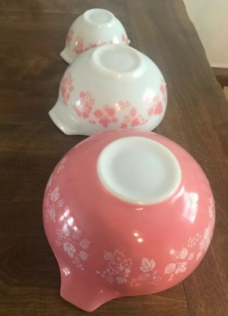 Pyrex Vtg Pink Gooseberry Cinderella Mixing Bowls 441 443 444 Set Of 3