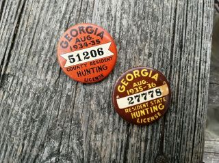 Georgia Hunting Fishing Trapping License Badges Wildlife Commission Buttons