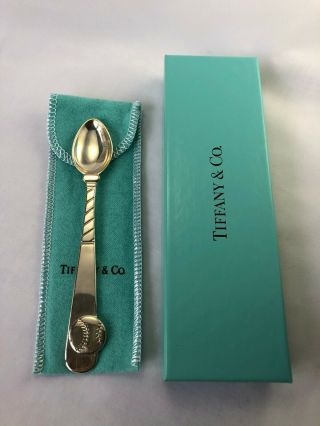 Tiffany & Co 1995 Sterling Silver 925 Baseball Baby Spoon W/pouch & Box