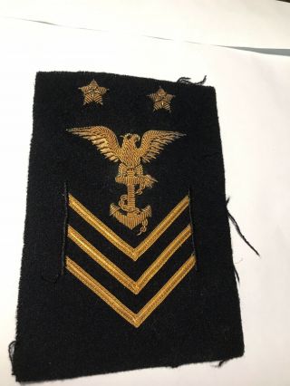 Vintage Us Navy Military Bullion Patch Usa Eagle Anchor Stars Wool Cheesecloth