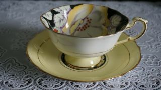Vintage Rare Paragon Double Warrant Yellow & Black Tea Cup & Saucer,  England
