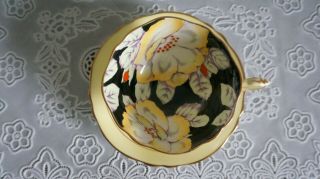 VINTAGE Rare Paragon Double Warrant Yellow & Black Tea Cup & Saucer,  England 3