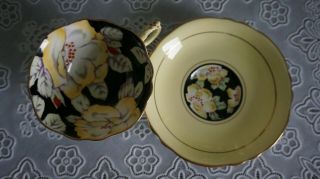 VINTAGE Rare Paragon Double Warrant Yellow & Black Tea Cup & Saucer,  England 4