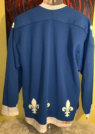 Vintage Mens CCM Quebec Nordiques Hockey Jersey Size Large Blue Fleur De Lis USA 6