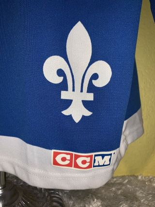 Vintage Mens CCM Quebec Nordiques Hockey Jersey Size Large Blue Fleur De Lis USA 7
