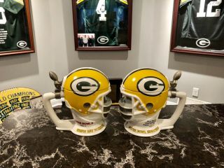 Green Bay Packers Helmet Stein Pair Bowl Xxxi Limited Edition Vintage Rare