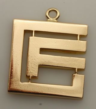 14k rose gold letter F initial pendant charm estate vintage 21.  53x18.  16mm 5.  29g 2